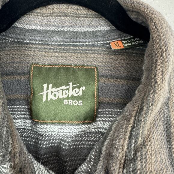 Howler Bros Shirt Mens XL Grey Stripes Rodanthe Blanket Flannel Grunge Outdoor - Picture 6 of 14